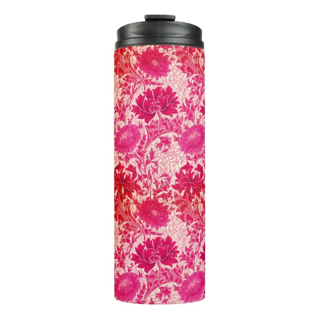 William Morris Chrysanthemums, Fuchsia Pink Thermal Tumbler (Front)