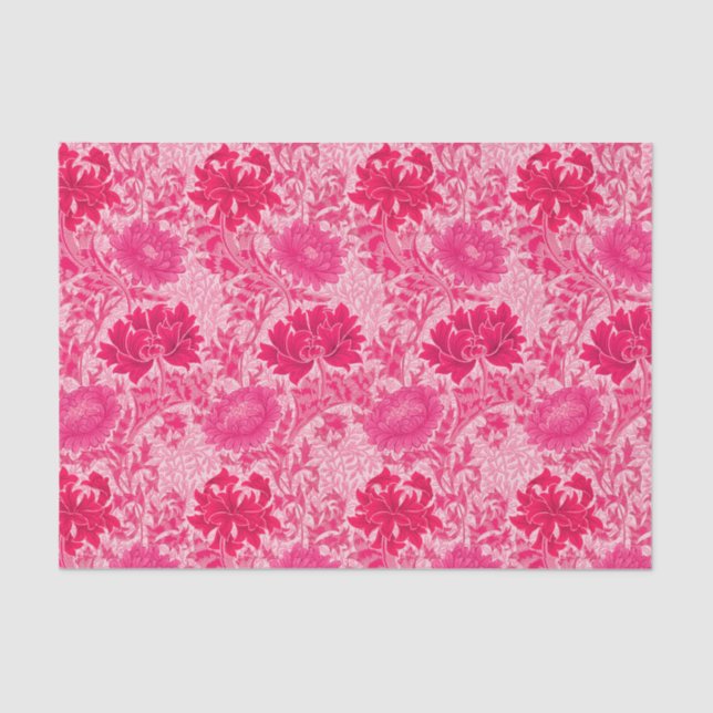 William Morris Chrysanthemums, Fuchsia Pink Tissue Paper (Front)