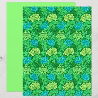 William Morris Chrysanthemums, Lime Green & Aqua