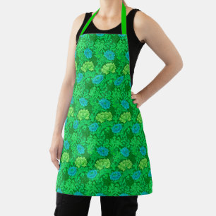 William Morris Chrysanthemums, Lime Green & Aqua Apron