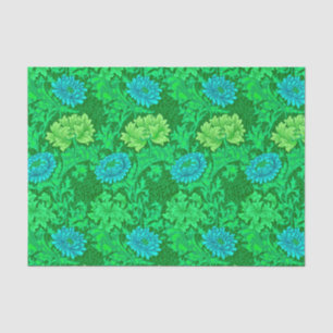 William Morris Chrysanthemums, Lime Green & Aqua Tissue Paper