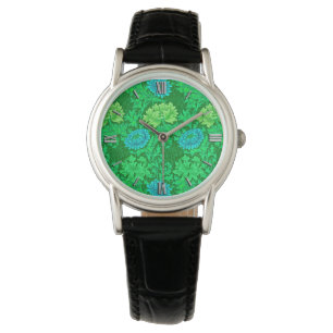 William Morris Chrysanthemums, Lime Green & Aqua Watch