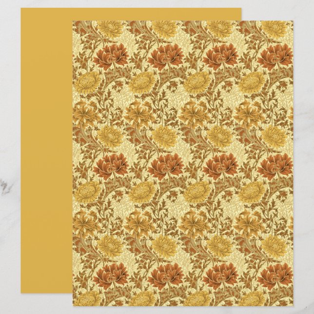 William Morris Chrysanthemums, Mustard Gold  (Front/Back)