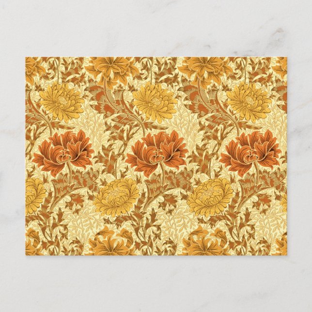 William Morris Chrysanthemums, Mustard Gold Postcard (Front)