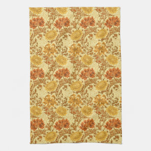 William Morris Chrysanthemums, Mustard Gold  Tea Towel
