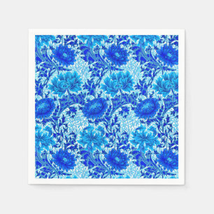 William Morris Chrysanthemums Shades of Denim Blue Napkin
