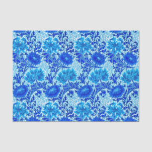 William Morris Chrysanthemums Shades of Denim Blue Tissue Paper