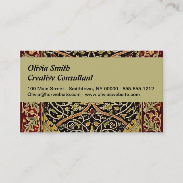 William Morris Classic Carpet Art Print Design Business Card (Front)