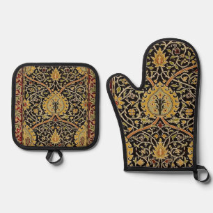 William Morris Classic Carpet Art Print Design Oven Mitt & Pot Holder Set