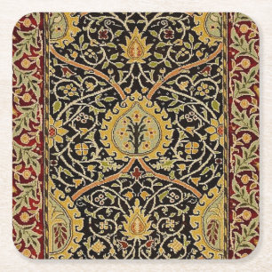 William Morris Classic Carpet Art Print Design Square Paper Coaster