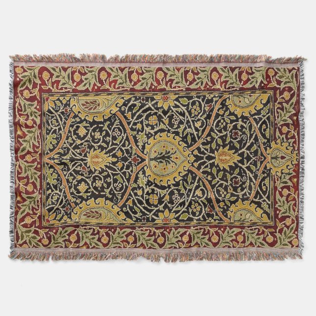 William Morris Classic Carpet Art Print Design Throw Blanket (Front)