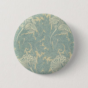 William Morris Classic Tulip Blue Floral 6 Cm Round Badge