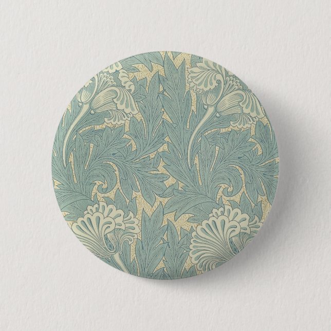 William Morris Classic Tulip Blue Floral 6 Cm Round Badge (Front)