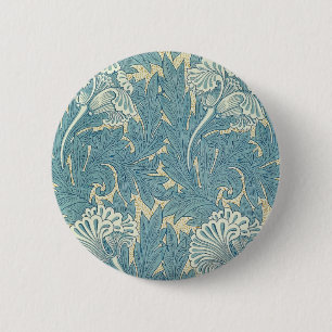 William Morris Classic Tulip Blue Floral 6 Cm Round Badge