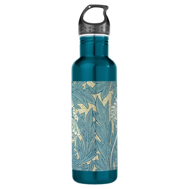 William Morris Classic Tulip Blue Floral 710 Ml Water Bottle (Front)