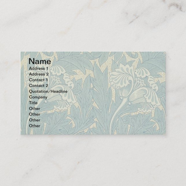 William Morris Classic Tulip Blue Floral Business Card (Front)