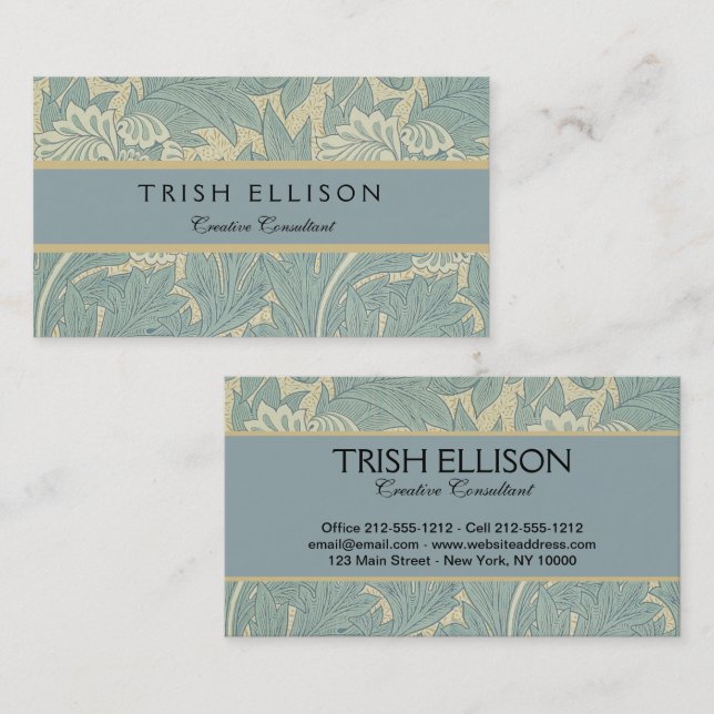 William Morris Classic Tulip Blue Floral Business Card (Front/Back)