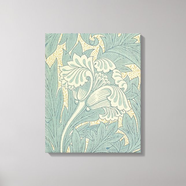William Morris Classic Tulip Blue Floral Canvas Print (Front)
