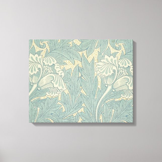 William Morris Classic Tulip Blue Floral Canvas Print (Front)