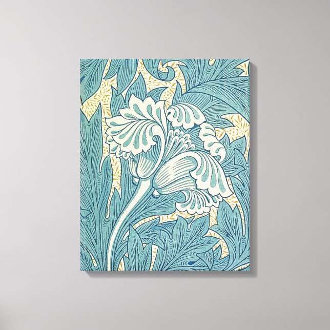 William Morris Classic Tulip Blue Floral Canvas Print (Front)