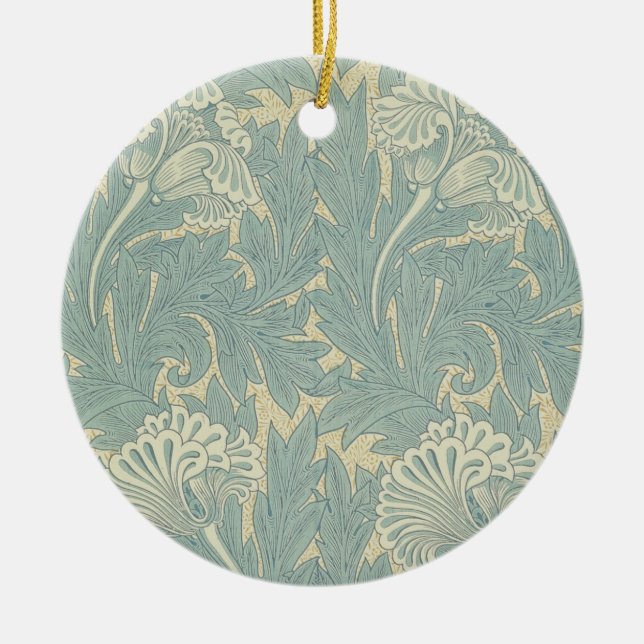 William Morris Classic Tulip Blue Floral Ceramic Tree Decoration (Front)