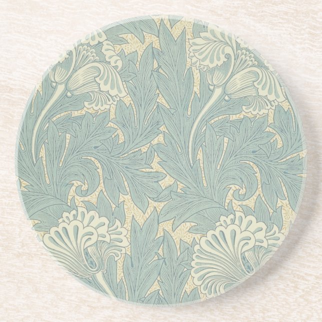 William Morris Classic Tulip Blue Floral Coaster (Front)