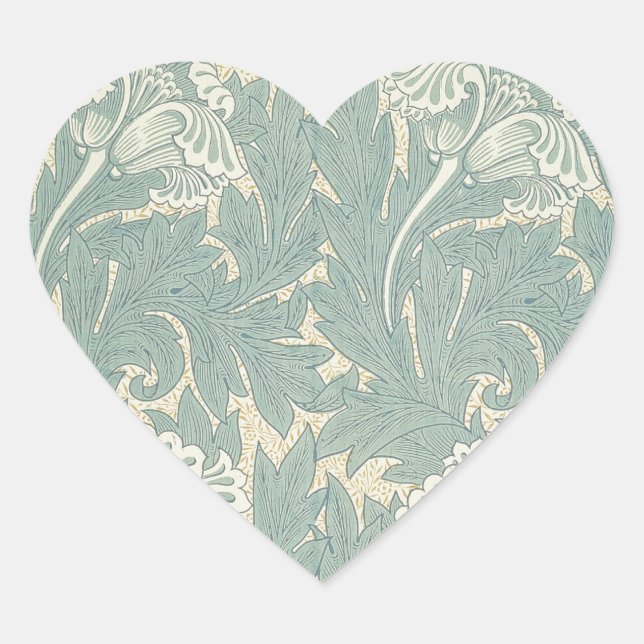 William Morris Classic Tulip Blue Floral Heart Sticker (Front)