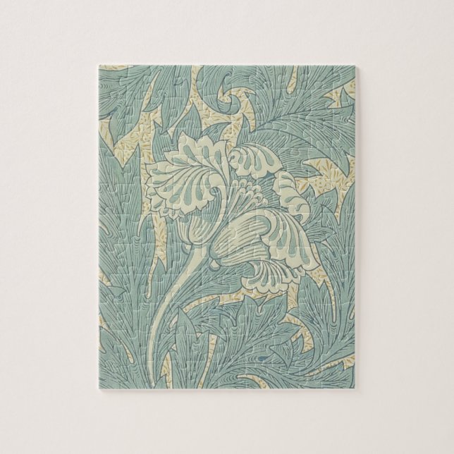 William Morris Classic Tulip Blue Floral Jigsaw Puzzle (Vertical)
