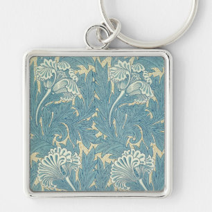 William Morris Classic Tulip Blue Floral Key Ring