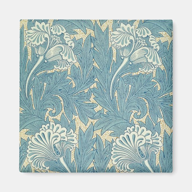 William Morris Classic Tulip Blue Floral Magnet (Front)