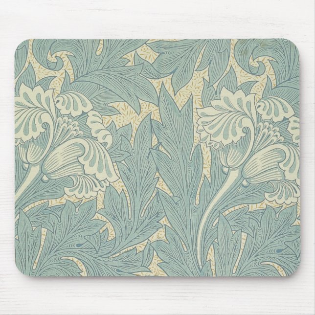 William Morris Classic Tulip Blue Floral Mouse Mat (Front)