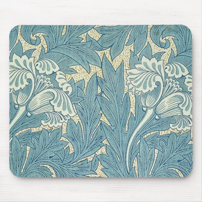 William Morris Classic Tulip Blue Floral Mouse Mat (Front)