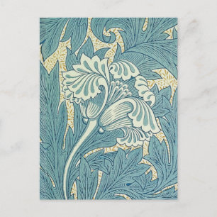 William Morris Classic Tulip Blue Floral Postcard