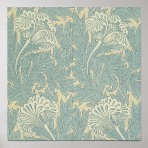 William Morris Classic Tulip Blue Floral Poster