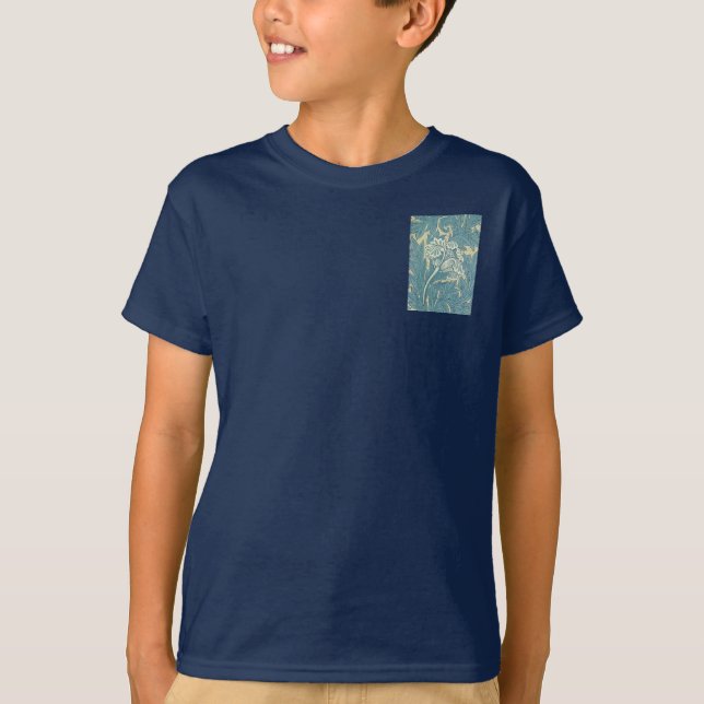 William Morris Classic Tulip Blue Floral T-Shirt (Front)