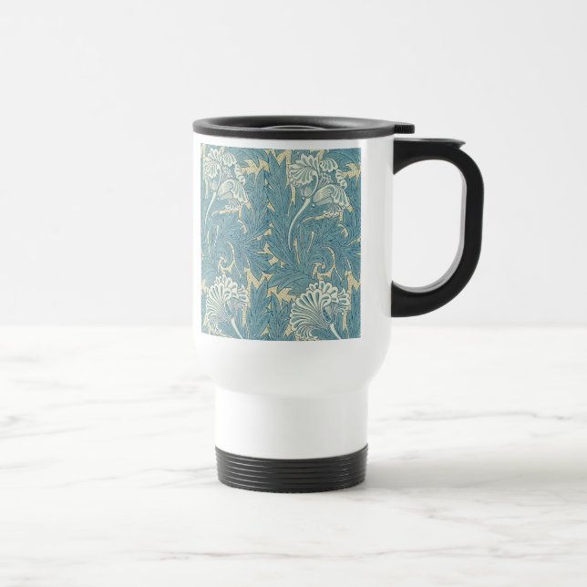 William Morris Classic Tulip Blue Floral Travel Mug (Right)