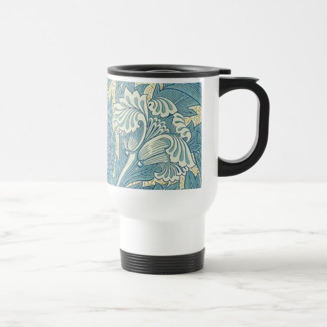William Morris Classic Tulip Blue Floral Travel Mug (Right)