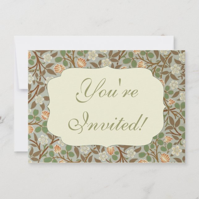 William Morris Clover Botanical Flower Invitation (Front)