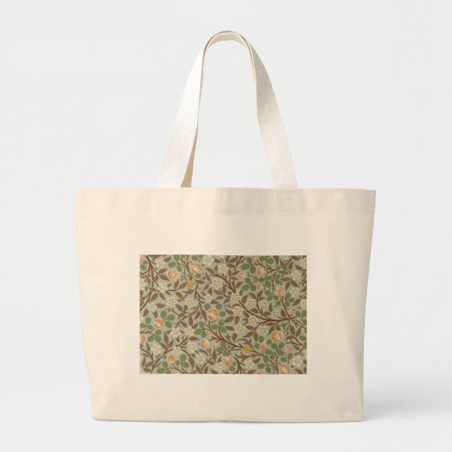 William Morris Clover Botanical Flower Large Tote Bag (Front)