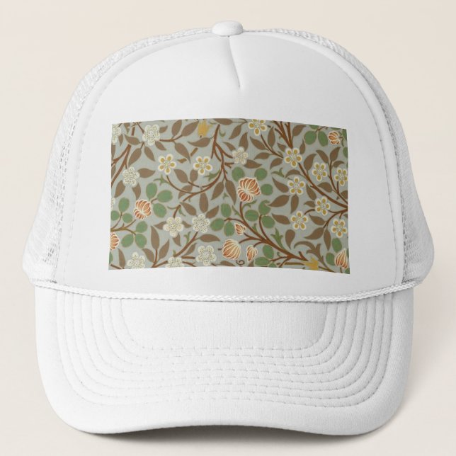 William Morris Clover Botanical Flower Trucker Hat (Front)