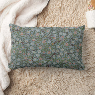 William Morris Clover Floral Flowers Green Pink  Lumbar Cushion