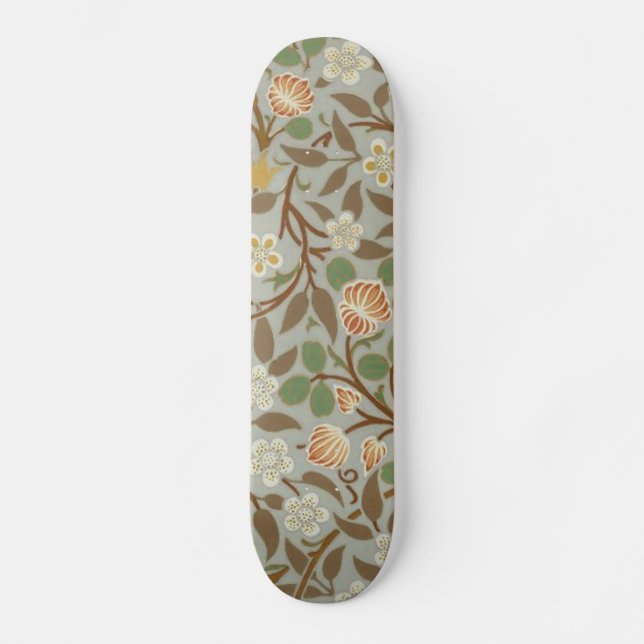 William Morris Clover Flower Art Pattern Skateboard (Front)