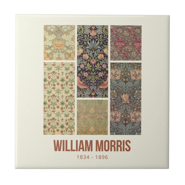 William Morris Collected Art Pattern Collage Tile (Front)