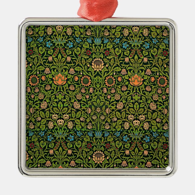 William Morris - Columbine, dark green, Case-Mate Metal Tree Decoration (Front)