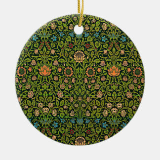 William Morris - Columbine, dark green, Ceramic Tree Decoration