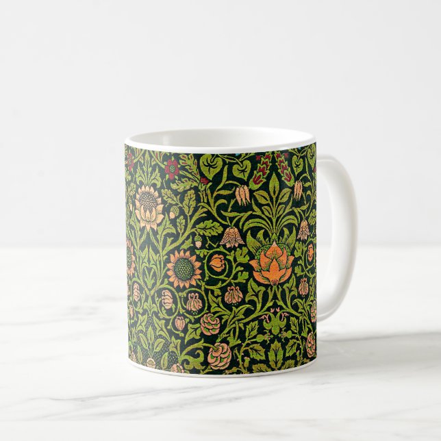 William Morris - Columbine, dark green, Coffee Mug (Front Right)
