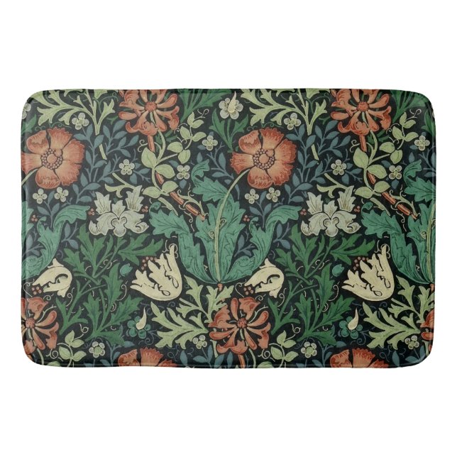William Morris Compton Floral Art Nouveau Pattern Bath Mat (Front)