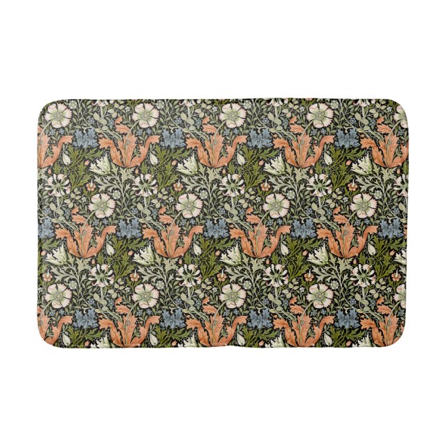 William Morris Compton Floral Art Nouveau Pattern Bath Mat (Front)