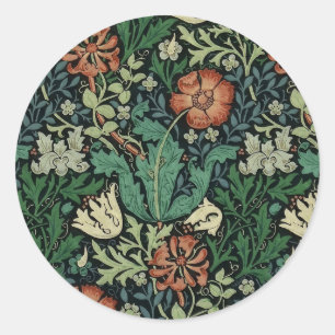 William Morris Compton Floral Art Nouveau Pattern Classic Round Sticker
