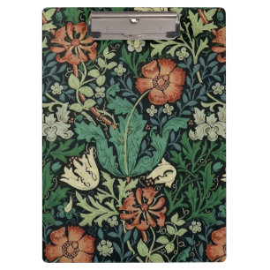 William Morris Compton Floral Art Nouveau Pattern Clipboard